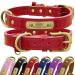 Senristar personalized dog collar made of real leather with engraved name tag - durable and stylish dog collar for small medium and large dogs (L red) L (width 2.5 cm neck circumference 36-46 cm) red