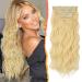 BARSDAR clip in extensions 5 PCs long wavy clip in hair extensions thick natural soft synthetic hair part for women girl -45 cm butter blonde 45 cm butter blonde