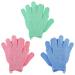 Sibba 3 Pairs Bath Exfoliating Gloves  Body Scrub Shower Scrubber with Hooks  Loofah Shower Glove  Spa Exfoliating Gloves for Women Men (Green&Blue&Pink)