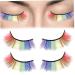 Buy 2 Pairs Colorful 3D False Lash Extensions - Fluffy Rainbow Eyelashes for Festivals & Cosplay - Buy Online on GoSupps.com
