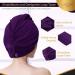 Buy LUXTOGO 100% Cotton Fast Dry Hair Towel - Super Absorbent Hair Turban with Button & Elastic - Purple Checkered 2 Pcs | International Shipping Available - Buy Online on GoSupps.com