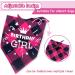 ExceLife Plaid Dog Birthday Bandana Adjustable Plaid Pet Triangle Scarf Bibs for Dog Puppy Birthday Party Supplies Birthday Girl Pink Red - Buy Online on GoSupps.com