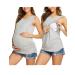 UNibelle Women's Maternity Nursing Top Breastfeeding Tank Top Tee Shirt Double Layer Sleeveless Pregnancy Shirt S-XXL L 1pcs_grey