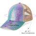 Girls Glitter Criss Cross Ponytail Baseball Cap | Adjustable High Messy Bun Ponycap Kids Trucker Hat Multicoloured - #02 - Buy Online on GoSupps.com