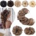 Sego long hair part hair tie extensions real hair messy bun dutt updos Voluminous hair extension corrugated (32g) light brown#6