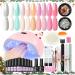 COSCELIA Gel Nail Polish Kit with U V Light Starter Kit 10PC Gel Polish Top Base Coat Nail Art Rhinestones Pink White Glitter Colors Gel Nail Manicure Kit Nail Art Design DIY for Women