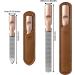 Stainless Steel Nail File Set with Rose Gold Handle and Leather Case - Double Sided Nail Filer for Women, Men, Girls - 2 Pieces - Buy Online on GoSupps.com