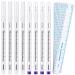 8 Pieces Microblading Marker Pen with Paper Ruler Skin Marker Eyebrow Permanent Makeup Position Mark Tools Markers Pen for Eyebrow Lips Skin (White and Purple Single-Head)