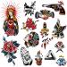 PUSNMI Vintage Temporary Tattoo for Men Women Fake Tattoos for Halloween Face Leg Arm Neck Old School Tattoos Stickers for Club Sexy Flower Cool Eagle Tattoos