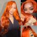 Quenew Ginger Lace Front Wigs Human Hair Pre Plucked Body Wave 13x4 HD Transparent Lace Front Wigs Ginger Orange Wigs Human Hair for Black Women (22 inch) 22 Inch Ginger 13x4 HD Lace Front Wig