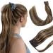 Hetto brown real hair braid extensions remy ponytail real hair extensions wrap around ponytail extensions hair extension dark brown with red blonde #4/27 just 70g 35 cm 1-1 py #4/27