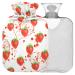 Naanle Valentine's Day Heart Strawberry Heat bottle MITED Transparent Warm Water bottle 1L Dambling bag for bed Handfoot Warmer pain relief heat and cold therapy