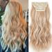 Xtrend 20Inch hair extensions Clip in Hair Extensions Synthetic Hair pieces for Women Honey Blonde Mix Lightest Blonde Highlights