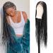 Lexqui 36 Inch 13x7 HD Lace Front Braided Wig Knotless Box Braided Wigs for Women Free Parting Cornrow Box Braids Wig with Baby Hair Long Black Synthetic Transparent Full Lace Frontal Braiding Wig
