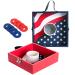 Washer Toss Game Outdoor Games Giant Yard Lawn Games Flag Pattern with 8 Washers and Handle for Beach,Camping, Lawn and Backyard Wooden w/ 8 Washers