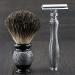DE Safety Razor & Black Badger Hair Brush - Premium Men's Shaving Set with Antique Design - Buy Online on GoSupps.com