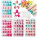 Kalolary 4 boxes children fingernails gradient color children artificial nails press on nails short cover false nail set with 1 piece of nail glue sticker artificial nail tips gift for girls - b