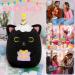 Yamepuia Black Cat Plush 8 - Cute Birthday Stuffed Animal Pillow Doll for Kids | Soft Cartoon Cat Plushie - Purple - Buy Online on GoSupps.com