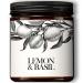 Scented Candle Gifts for Women | Lemon & Basil Scented Candle | Soy Candles for Home Scented | Aromatherapy Candle in Black Jar | Unique Birthday Gifts for Women AT0002