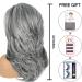 Long Layered Grey Wavy Wig - Natural Looking Heat Resistant Synthetic Hair for Women, Perfect for Daily and Party Use - Buy Online on GoSupps.com