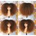 MURAMURA 16 Long Curly Wig with Bangs for Black Women - Afro Bomb Kinky Curly Wig, Fluffy & Soft Synthetic Hair, Black to Brown - Buy Online on GoSupps.com