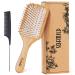 Hair Brush-Natural Wooden Bamboo Brush and Detangle Tail Comb Instead of Brush Cleaner Tool, Eco Friendly Paddle Hairbrush for Women Men and Kids Make Thin Long Curly Hair Health and Massage Scalp White