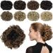 Yamel Chignon Hairpiece Curly Bun Scrunchie Extensions Synthetic Updo Combs in Messy Bun Hair Piece for Women Light Brown