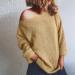 Buy CreoQIJI Women's Khaki Knitted Sweater - Casual Long Sleeve Pullover for Winter | Cozy Solid Color Eyelet Set - Buy Online on GoSupps.com