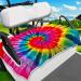 ENYORSEL Golf Cart Seat Covers, 100% Microfiber Golf Cart Seat Towel/Blanket with Unique Patterns, 52x32'', Universal for Most EZGO, Yamaha & Club Car ect of 2-Seat Golf Carts, Easy Install and Clean A-TieDye
