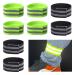 Partideal 8 pieces of reflective ligaments stripes pants clip bike elastic reflector strap pants protection bike with strong reflector strips for cycling jogging green+black