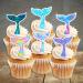 12 Mermaid Tails Wafer Cupcake Toppers (PRECUT Optional) Edible Cupcake Toppers - Stand Up Wafer Cake Decorations (PRECUT)