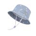 LANGZHEN Beach Sun Protection Hat for Baby Girls Adjustable Toddler Kids Hat Wide Brim Summer Play Hat with Chin Strap Light Blue - Stars 2-4 Years
