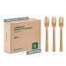 100% Bamboo Utensils - 400 Carbonized Forks Disposable Cutlery Biodegradable and Sanitized - Heavy Duty & Fully Functional Fork Package