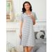 Sykooria Maternity Nightdress Nursing Nightgown - Short Sleeve Breastfeeding Sleep Shirt for Pregnant Women - Stripe Light Grey - Size L - Buy Online on GoSupps.com
