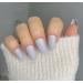TEN NAILS 24pcs Ballerina False Nails Fake Coffin Long Tips 12 Sizes with Glue (Matte Light Grey)