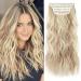 Blonde Hair Extensions Clip in 4Pcs Synthetic Clip in Hair Extension 20 Inches Curly Hair Extensions Clip in Soft Wavy Hair Pieces for Women (Color:Dark Golden Mix Beige Blonde)