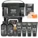 Bath and Body Gift Set for Men for Father  Home Spa Gift Basket for Father Day  10Pcs Charcoal Cedarwood Men's Spa Kit with Jojoba Oil  Aftershave Balm  Shave Gel  Mud Musk  Shower Steamer and Toiletry Bag  Gifts for Fat...