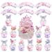 GORWERY Butterfly Cake Decorations 1 Pink Butterfly Happy Birthday Cake Topper 12 Butterfly Cupcake Toppers and Wrappers for Spring Summer Butterfly Theme Party Birthday Baby Shower