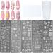 Niceneedted Flower Word Nail Art Stamping Kit 5PCs nail stamp templates & nail stamps & nail scrap nail plates for DIY decoration