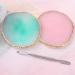 Thinp 2 Pcs Nail Art Palette Set - Resin Nail Polish Plates with Stainless Stirring Rod & Gold Edge - Perfect for Gel Polish Art (Green & Pink - Buy Online on GoSupps.com