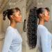 30 Inch Curly Drawstring Ponytail Extensions for Black Women - Natural Black 190g - Human Hair Feel - Thick & Natural Looking - Water Wave Long Ponytail with 2 Clips In - Synthetic Hairpiece - Buy Online on GoSupps.com