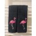 2-Pack White Flamingo Fingertip Kitchen Towels | Premium 100% Cotton Hand Towels | 11x18 | Black | Set of 2 - Buy Online on GoSupps.com