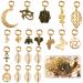 20 PCS Locs Hair Jewelry Braids Hair Clips Adjustable Hair Cuffs 15 Styles Vintage African Pendant Hair Charms Butterfly Shell DIY Locs Hair Accessories (Bronze and Gold)