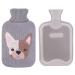 HomeTop Premium 2 Liter Classic Rubber Hot Water Bottle w/Cute Bulldog Knit Cover (2L, Gray) Gray 2 Liter