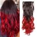 Clip in Hair Extension 8 Pcs full Head 24inch Long Curly Hairpiece Heat-Resisting (Dark Brown to Dark Red) 24 Inch Curly #Dark Brown to Dark Red
