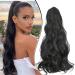 Dcbaboo ponytail extension ponytail hair part braid extension with clamp wavy long hair extension braid clip synthetic wavy curly ponytail hair extreme 45cm black black 45 cm 150g