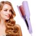 Double Barrel Curling Iron Wand Hair Waver Egg Rolls Wavy Hair Curler for Medium Long Hair 32mm Curling Wand Fast Heating Hair Crimper Hairstyler Dual Voltage Purple