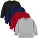 Cooraby 4 Pack Toddler Boys' Long-Sleeve Shirts Cotton with Pocket Crew Neck Thermal Long Sleeve Top 3T Black Gray Burgundy Navy Blue