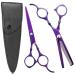 Hairdresser scissors 6.7 inch sharp hair scissors set stainless steel hair cutting scissors professional with protective cover hair scissors hairdresser Effilier shears for beginners hairdressing pet lila