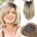 MORICHY 6.5X6.5'' Large Base Hair Toppers for Women Ombre Blonde Hair Topper with Fringe for Thinning Hair Synthetic Wiglets Ladies Hair Pieces for Women (Mix Blonde with Dark Root) 12Inch Mix Blonde with Dark Root